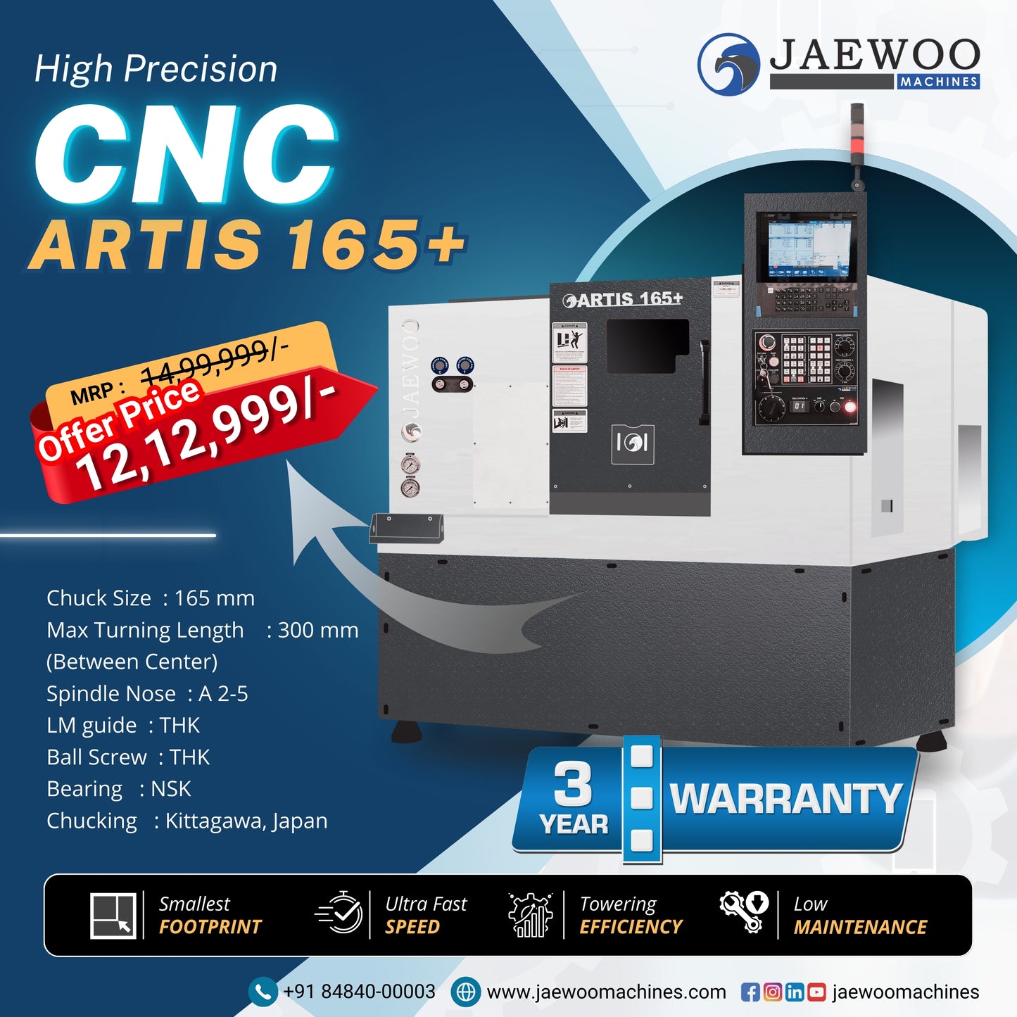 Jaewoo ARTIS 165+ CNC | Buy Best Selling CNC Turning Machines Online