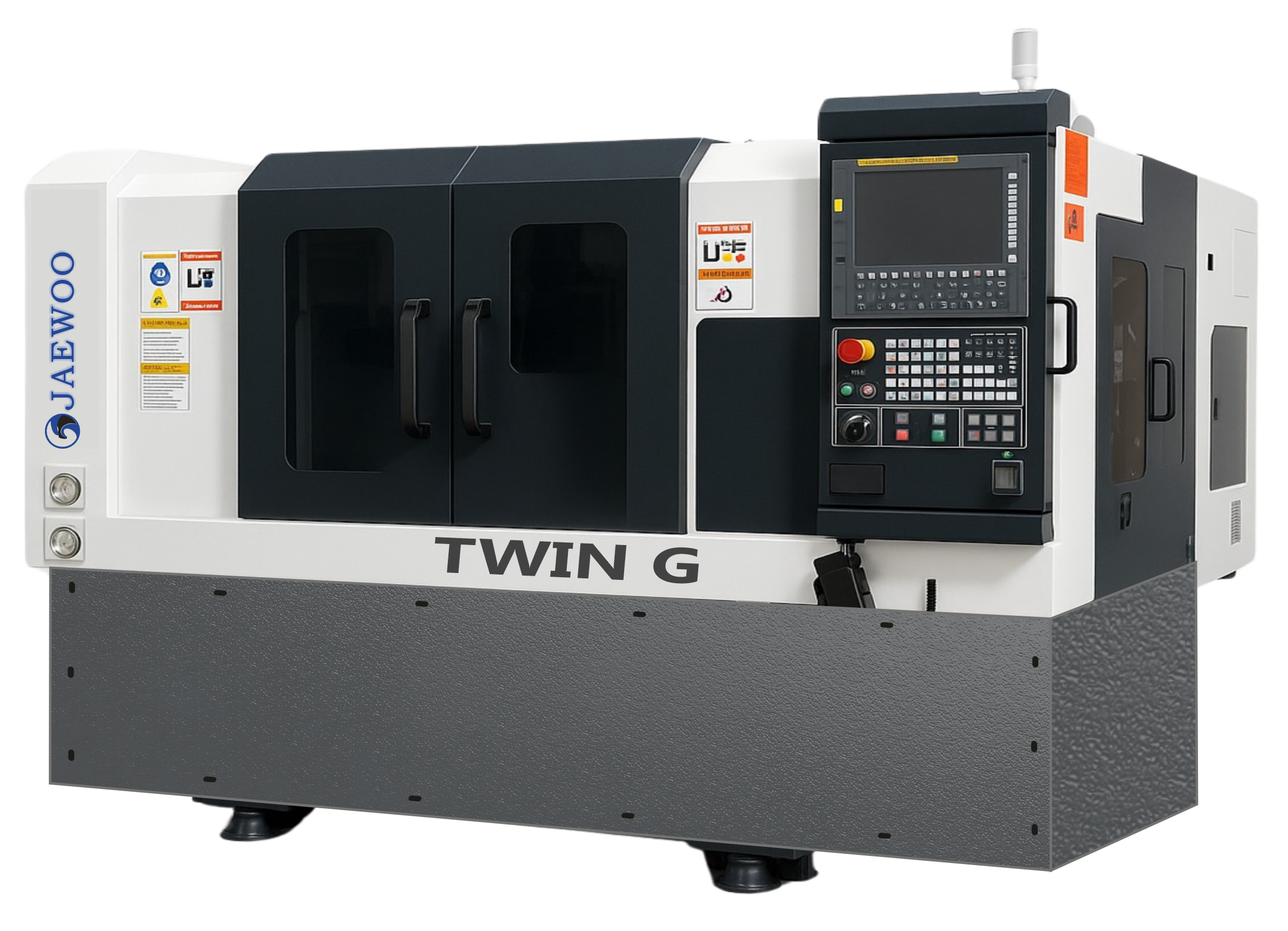 Jaewoo Twin G 165 Fanuc induction with Gantry Automation - Jaewoo