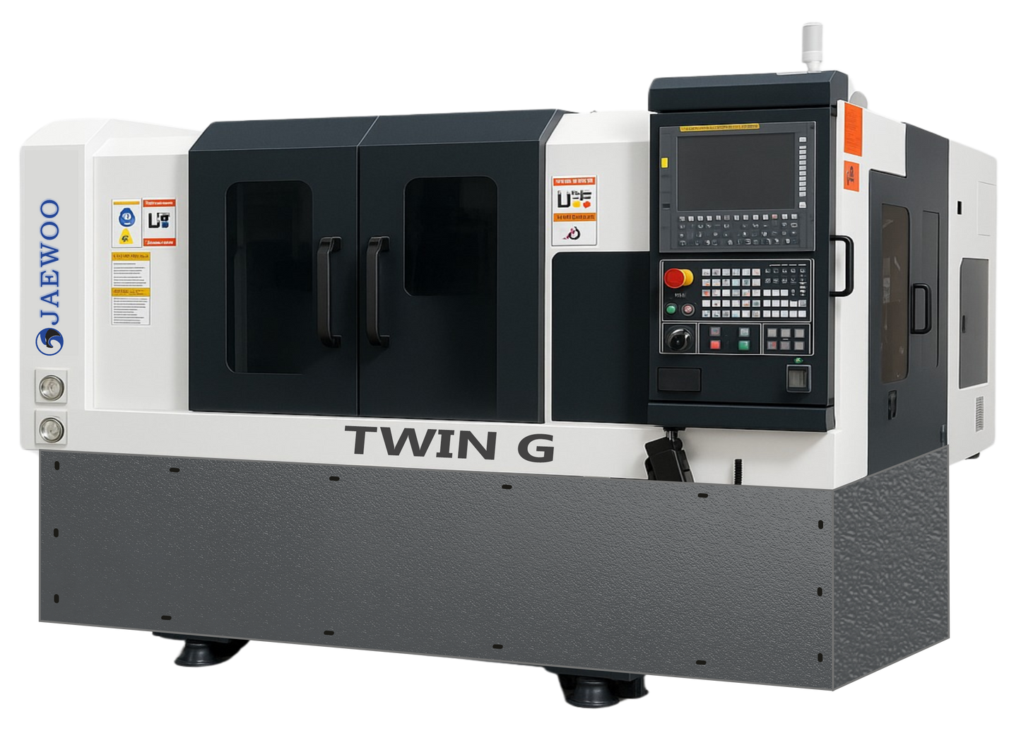 Jaewoo Twin G 165 Fanuc induction with Gantry Automation
