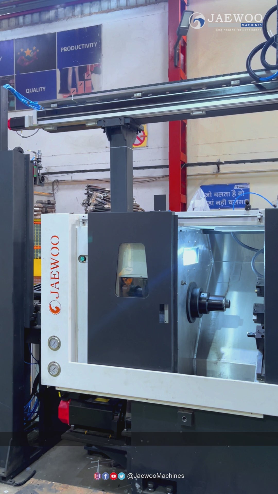 Jaewoo Twin G 165 Fanuc induction with Gantry Automation - Jaewoo